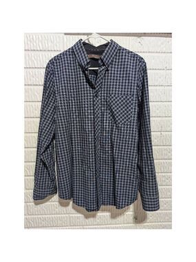 Ben Sherman Men's Blue Checked Cotton Long-Sleeve Button-Down Shirt Size M